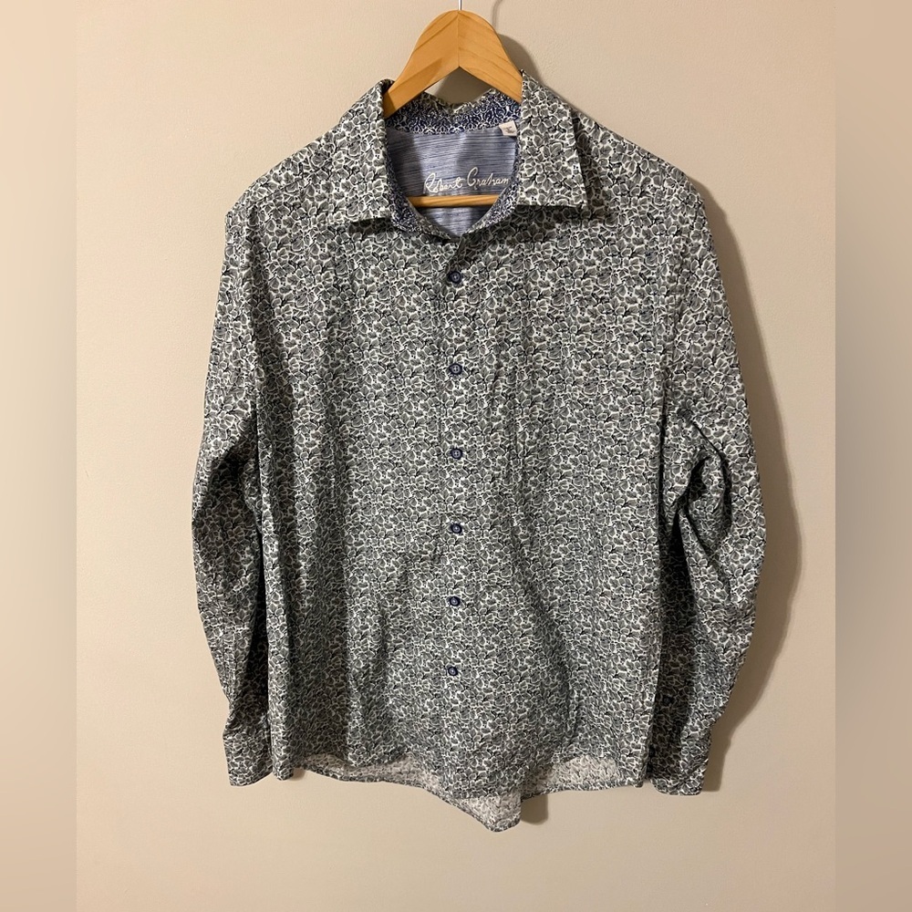 Robert Graham Classic Fit Floral Button-Down Shirt Blue Gray | Men’s L